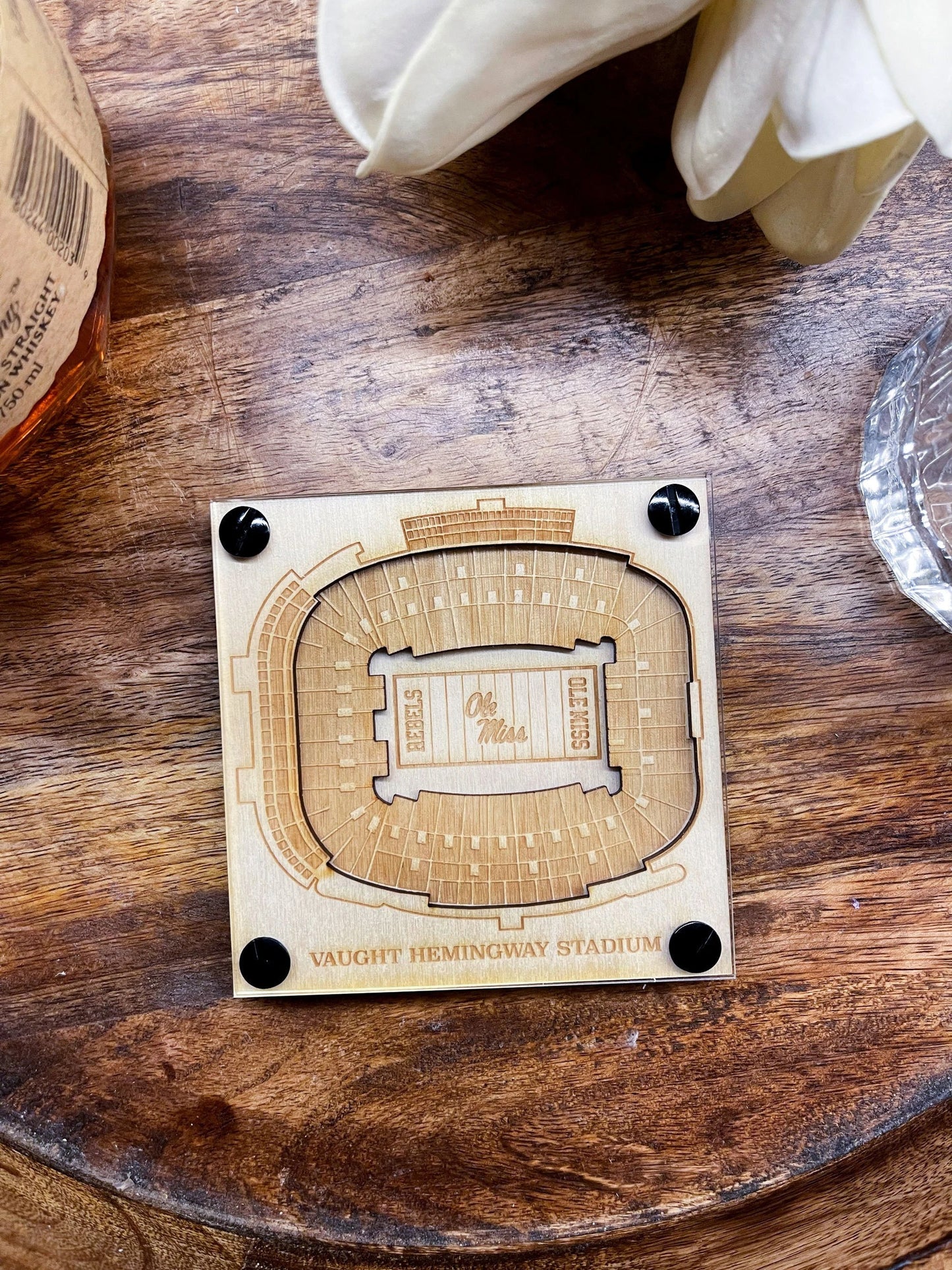 Vaught–Hemingway Stadium Layered Coaster, 3D Wood Coaster, University of Mississippi