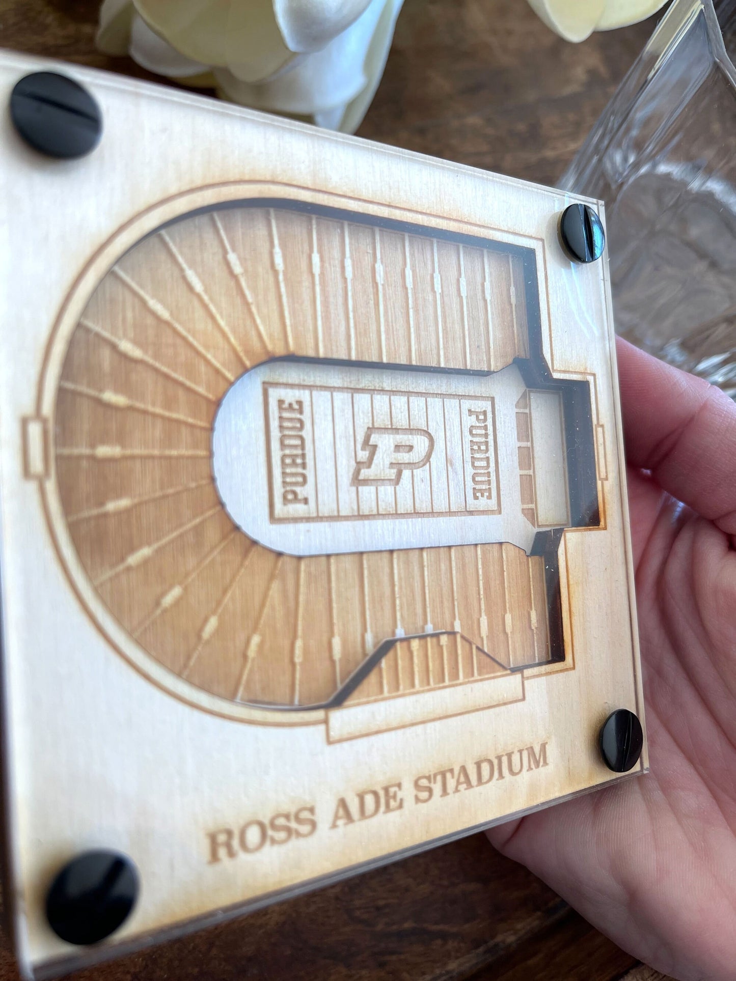 Ross–Ade Stadium Layered Coaster, 3D Wood Coaster, Purdue Boilermakers football