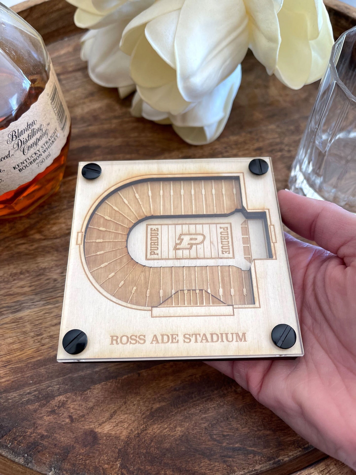 Ross–Ade Stadium Layered Coaster, 3D Wood Coaster, Purdue Boilermakers football