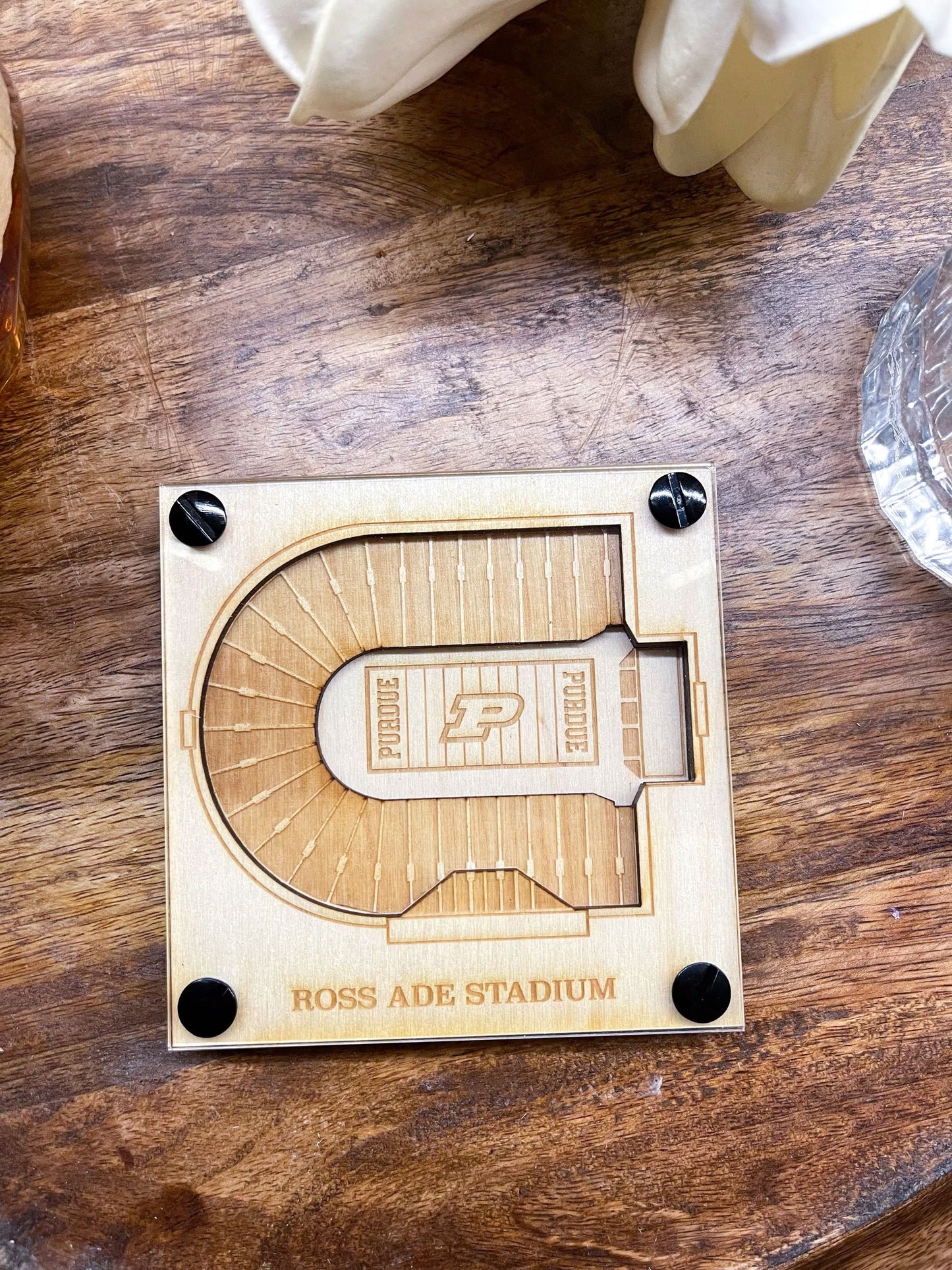 Ross–Ade Stadium Layered Coaster, 3D Wood Coaster, Purdue Boilermakers football