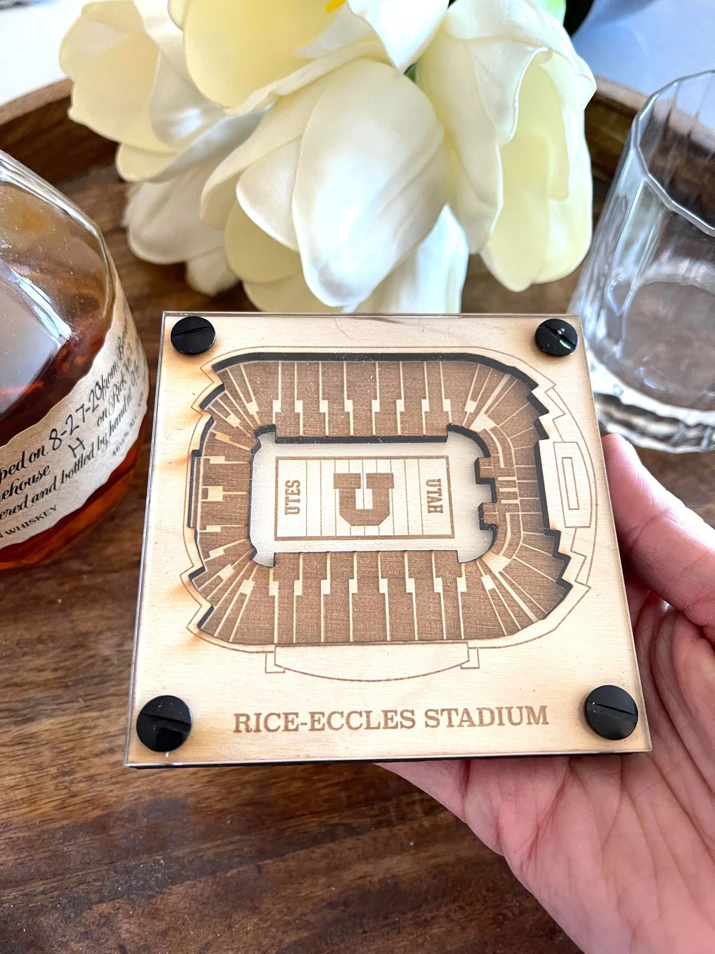 Rice–Eccles Stadium Layered Coaster, 3D Wood Coaster, Utah Utes football