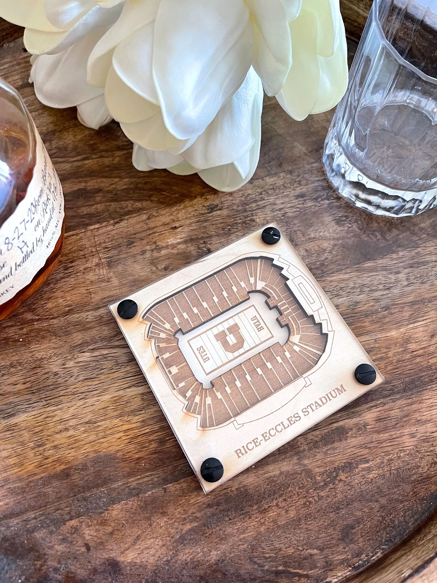 Rice–Eccles Stadium Layered Coaster, 3D Wood Coaster, Utah Utes football