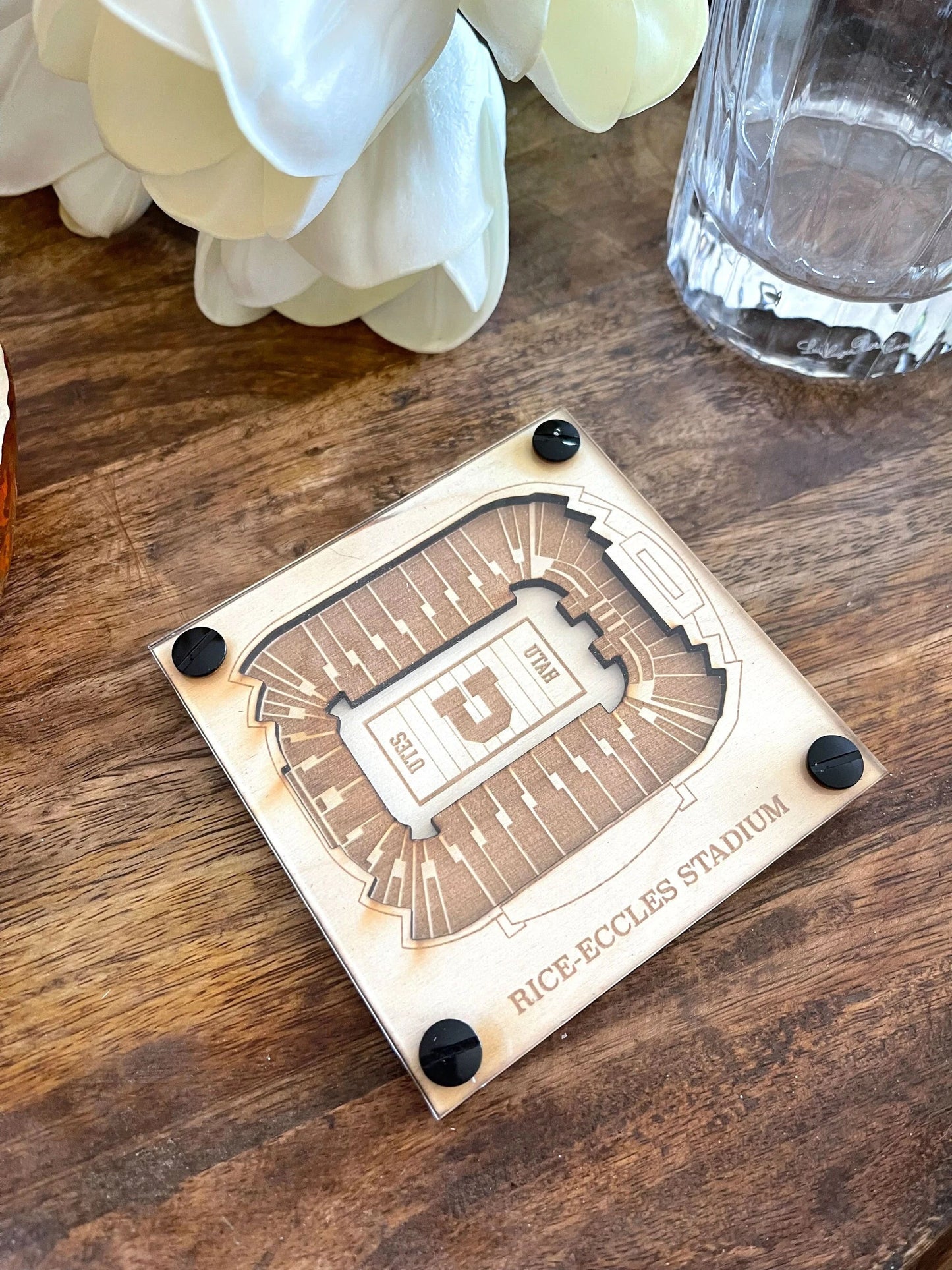 Rice–Eccles Stadium Layered Coaster, 3D Wood Coaster, Utah Utes football