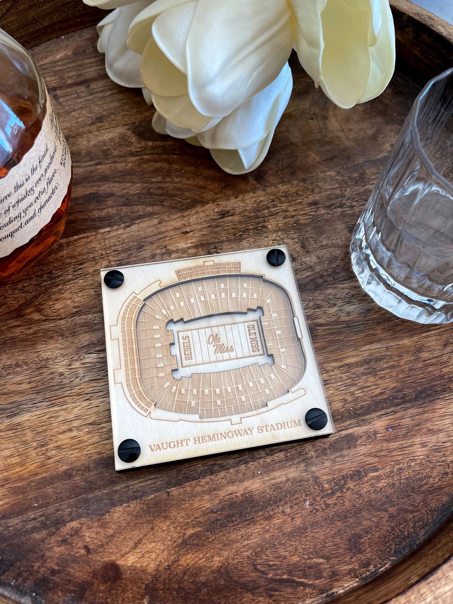 Vaught–Hemingway Stadium Layered Coaster, 3D Wood Coaster, University of Mississippi