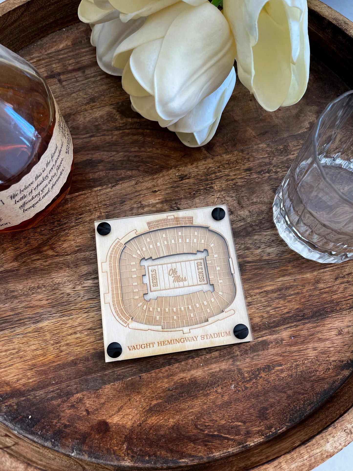 Vaught–Hemingway Stadium Layered Coaster, 3D Wood Coaster, University of Mississippi