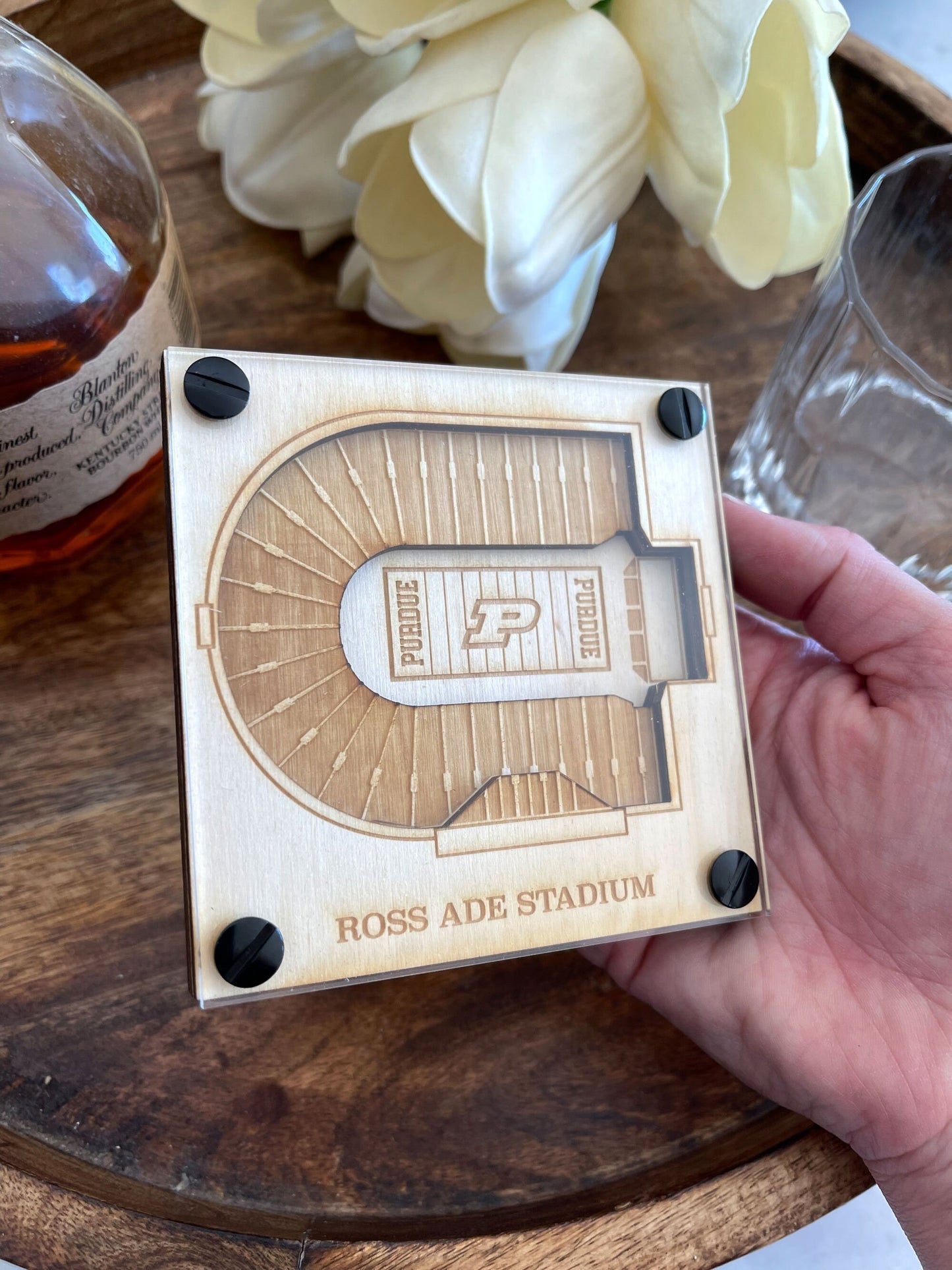 Ross–Ade Stadium Layered Coaster, 3D Wood Coaster, Purdue Boilermakers football