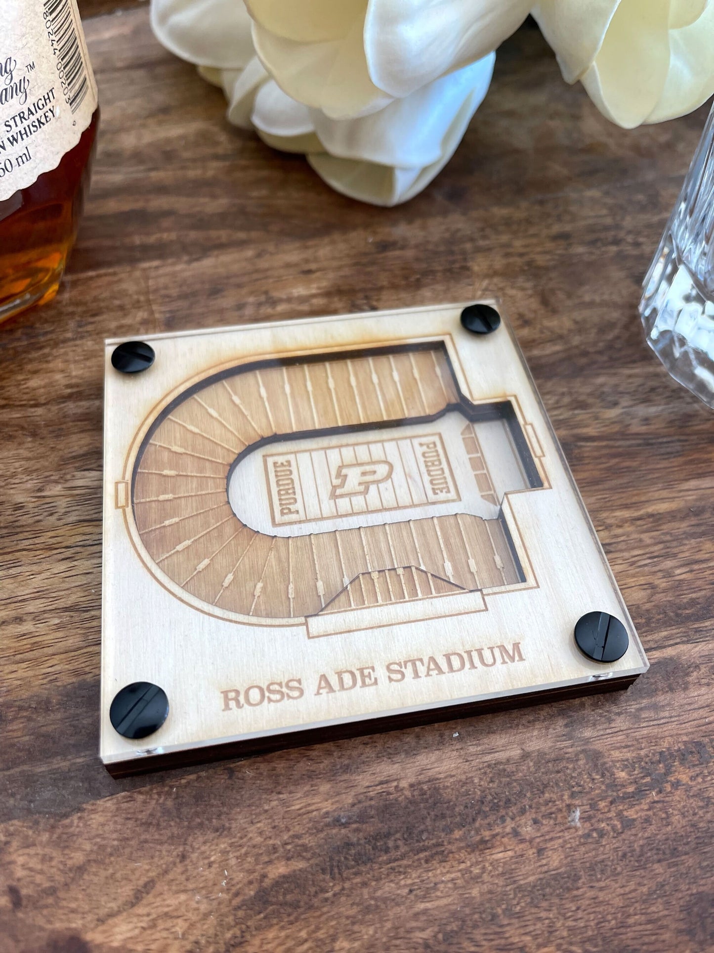 Ross–Ade Stadium Layered Coaster, 3D Wood Coaster, Purdue Boilermakers football