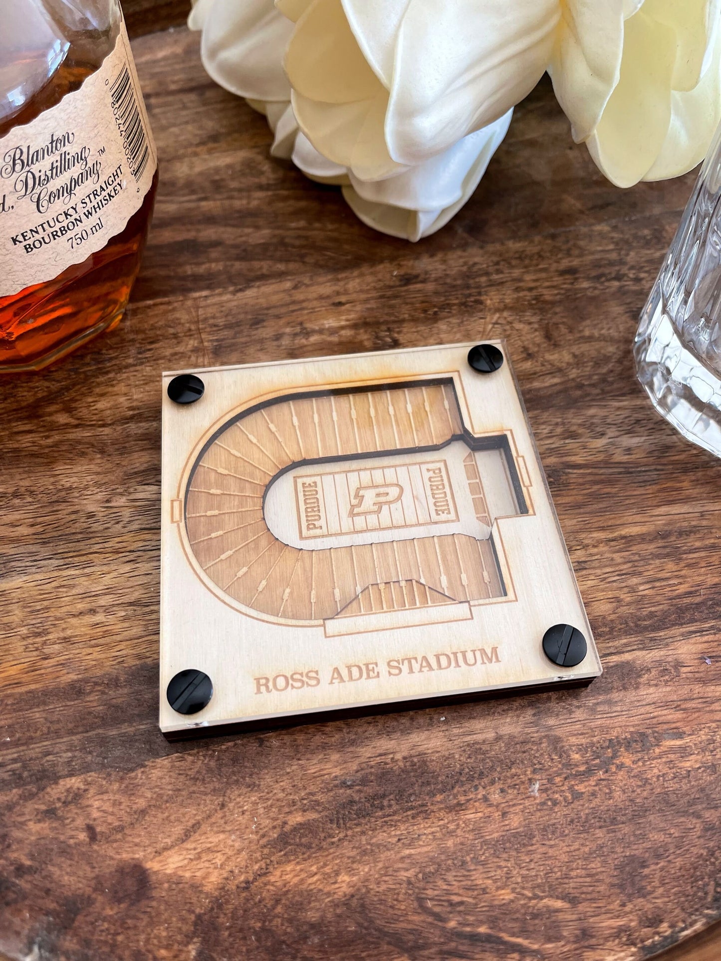 Ross–Ade Stadium Layered Coaster, 3D Wood Coaster, Purdue Boilermakers football