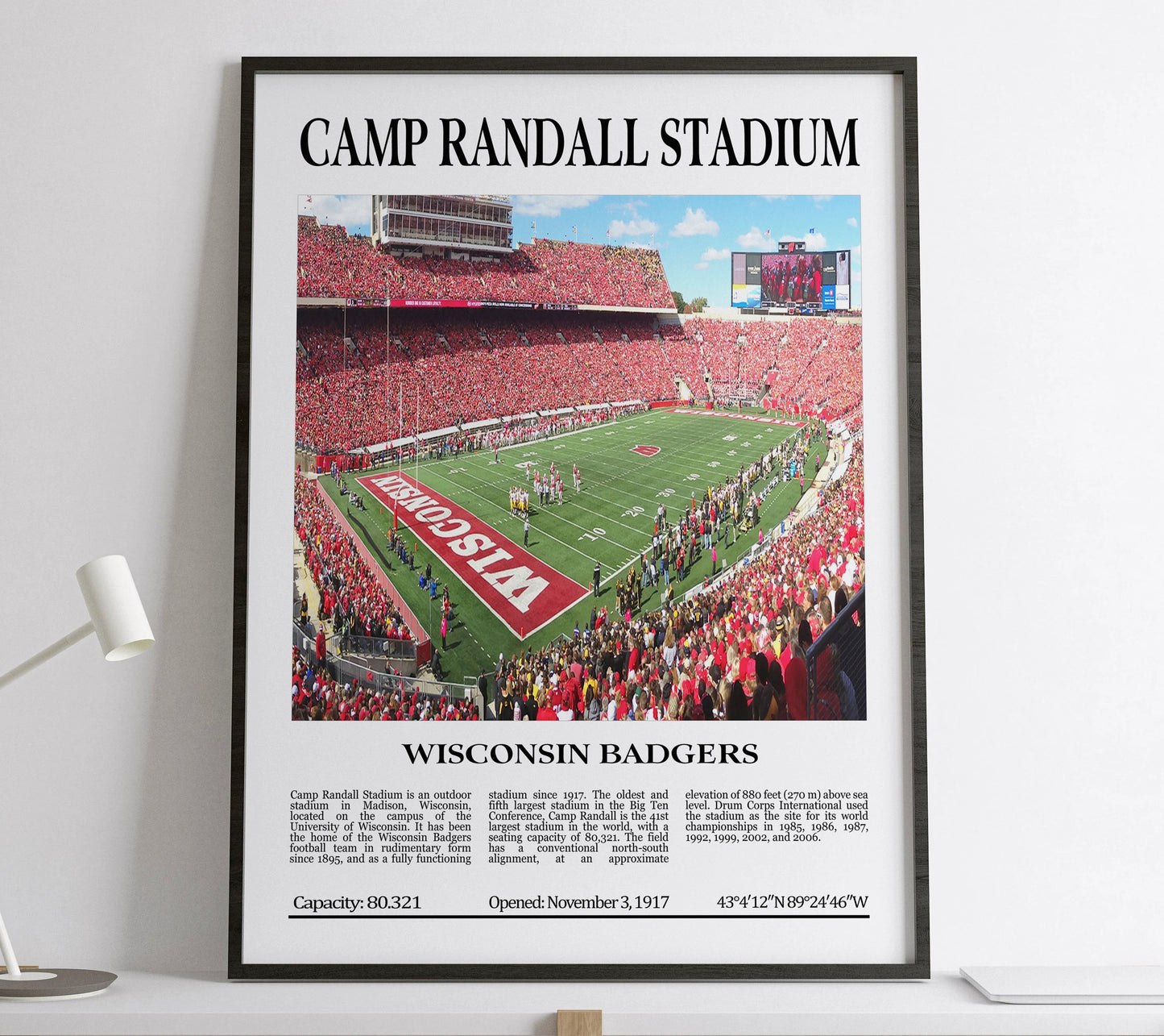 Camp Randall Stadium Digital Printable Frame/Poster