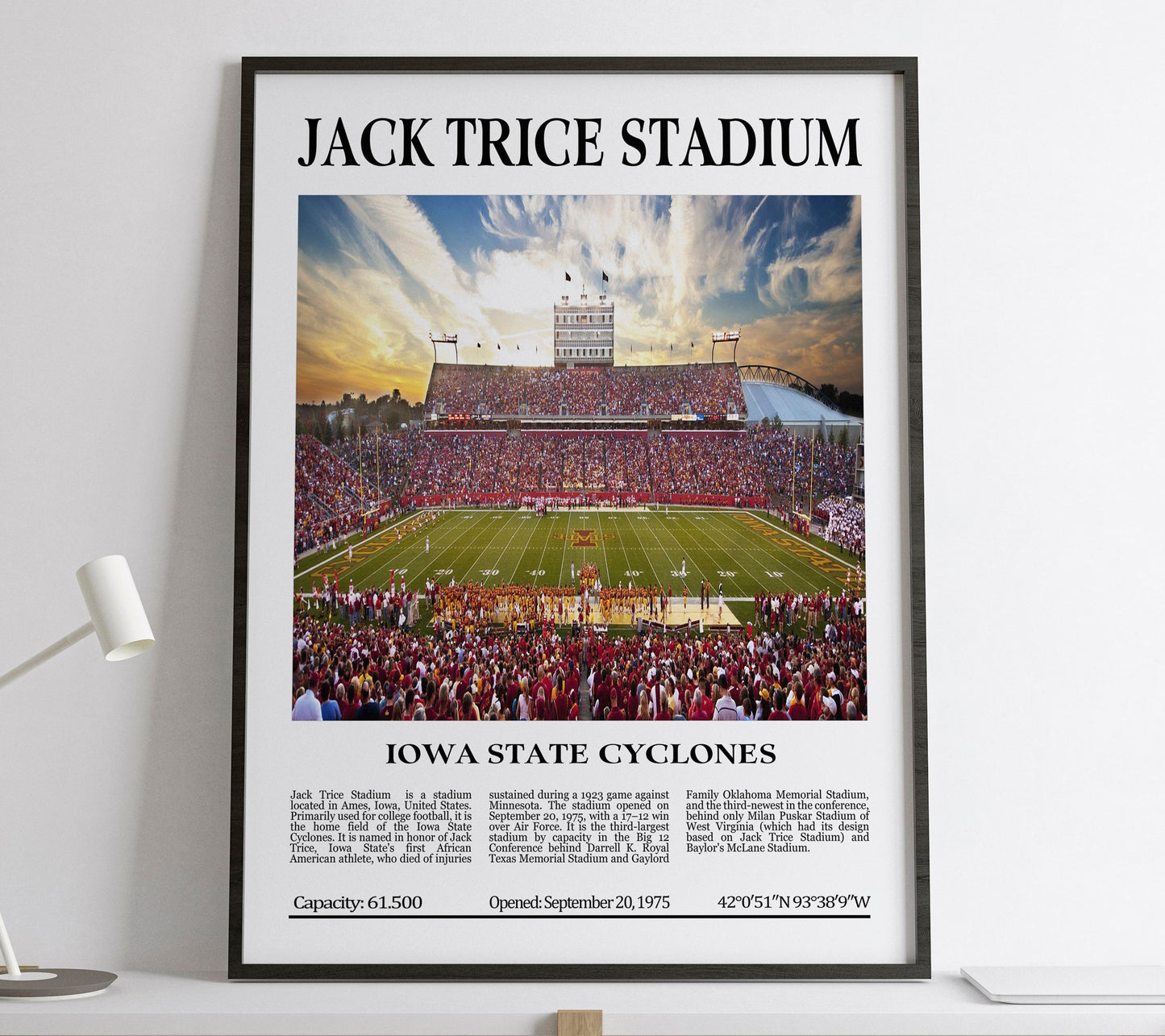 Jack Trice Stadium Digital Printable Frame/Poster