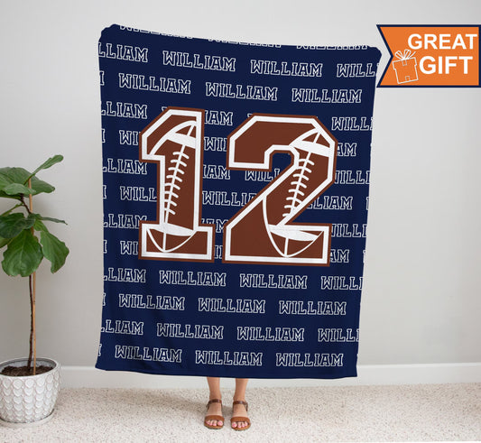 Personalized Football Blanket with your name, Sports gift, football gift, gift for football player, football team gift, custom blanket