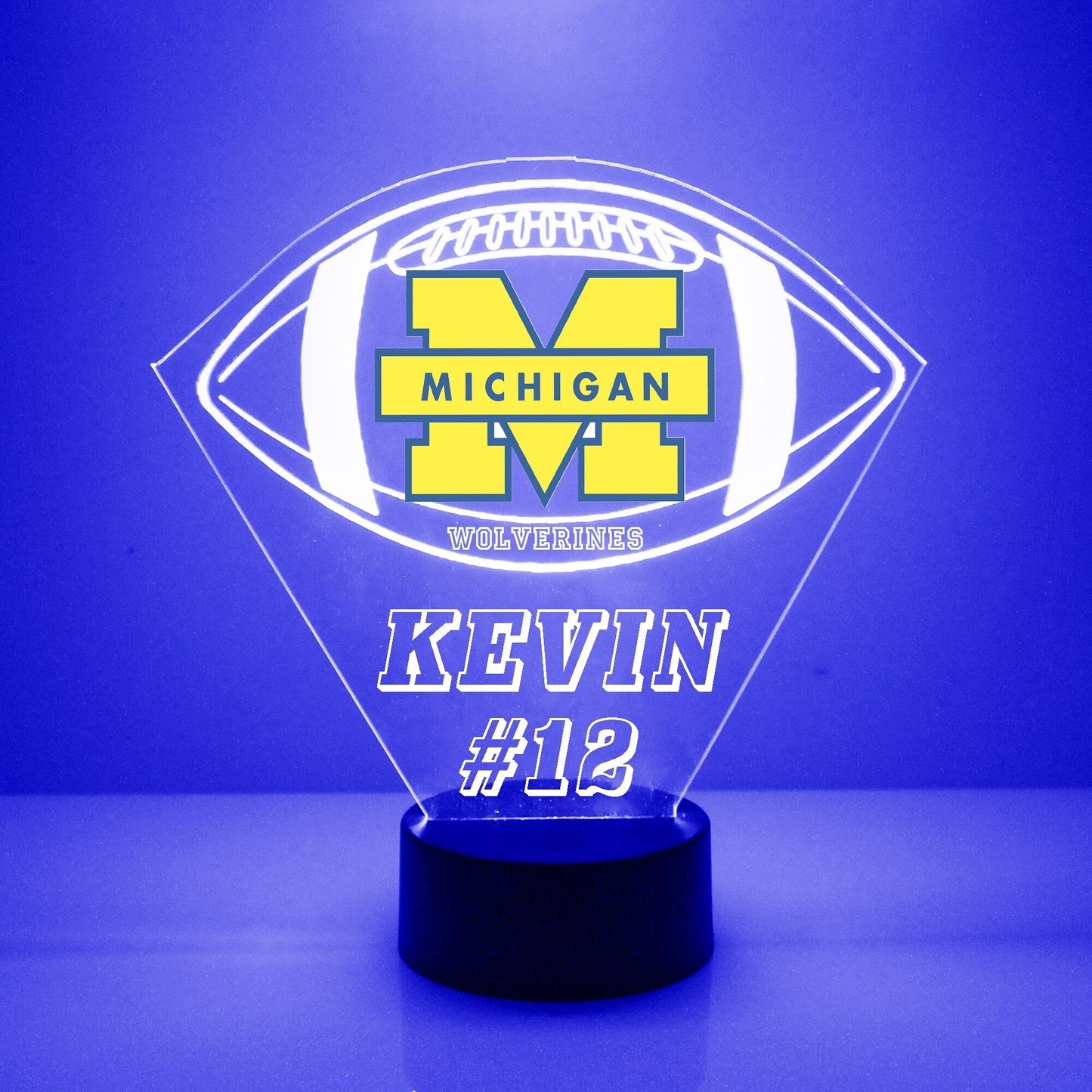 Michigan Wolverines, Personalized Sports Fan Lamp, College Football, Free Engraving, Fan Gift, 16 Color Remote Control