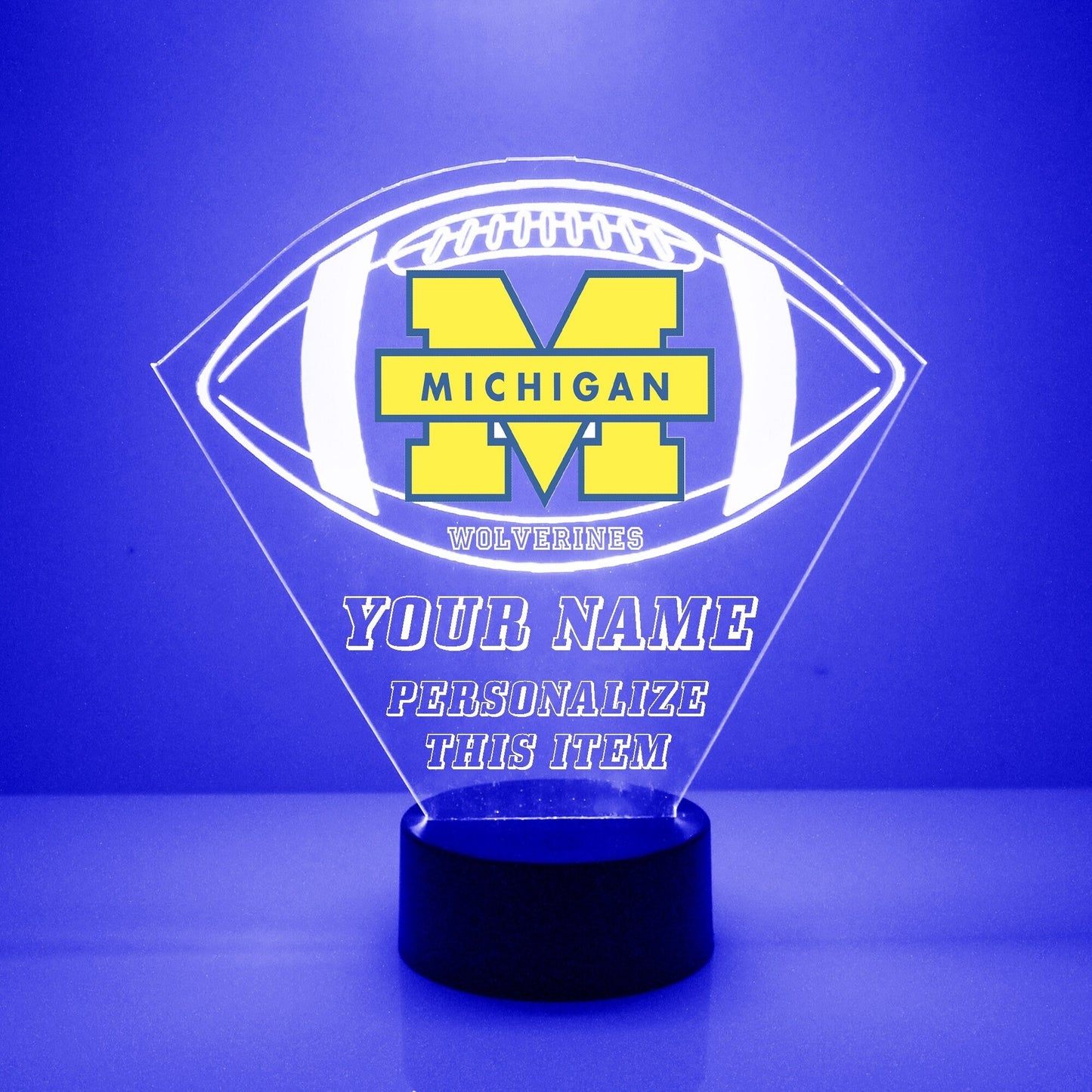 Michigan Wolverines, Personalized Sports Fan Lamp, College Football, Free Engraving, Fan Gift, 16 Color Remote Control