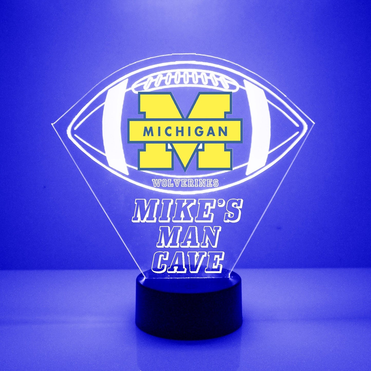 Michigan Wolverines, Personalized Sports Fan Lamp, College Football, Free Engraving, Fan Gift, 16 Color Remote Control