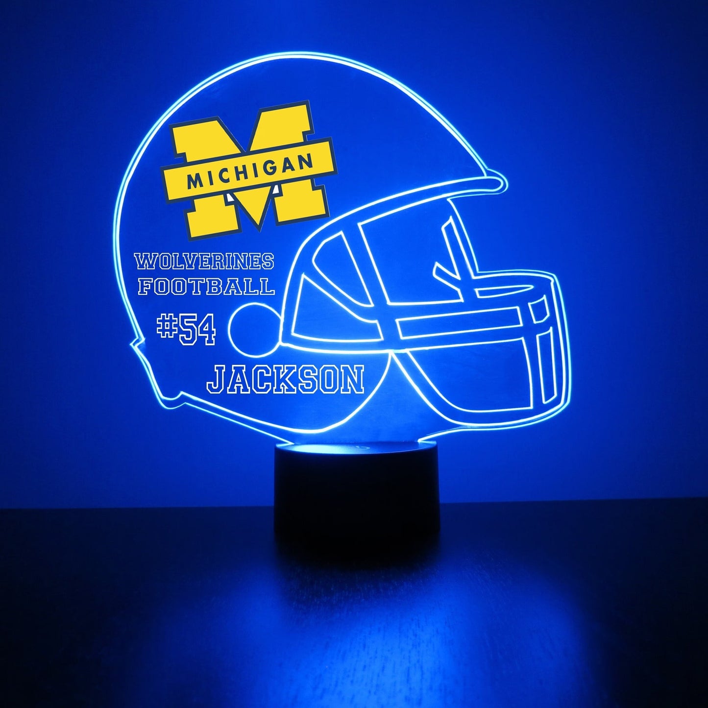 Michigan Wolverines, Personalized Sports Fan Lamp, College Football, Free Engraving, Fan Gift, 16 Color Remote Control