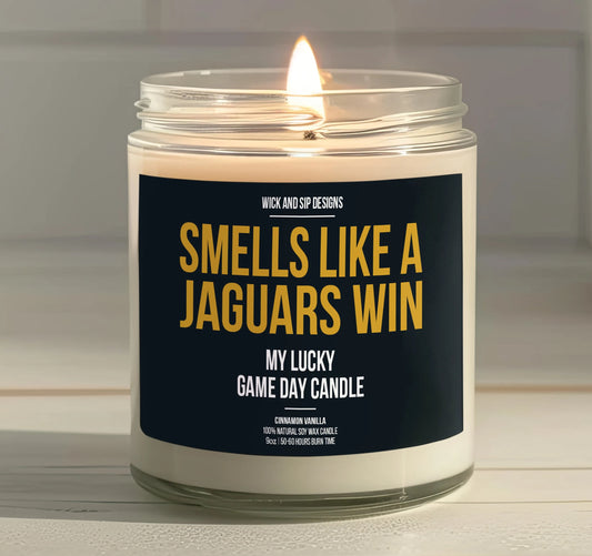 Smells like A Jaguars Win | Jacksonville Jaguars My Lucky Game Day Candle | Gift for Football Fan | Gift for Jaguars Fan | Man Cave Decor