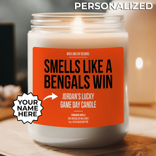 Personalized Smells Like A Bengals Win Candle | Cincinnati Bengals Candle | Gift for Bengals Fan | Lucky Game Day Candle | Football Fan Gift