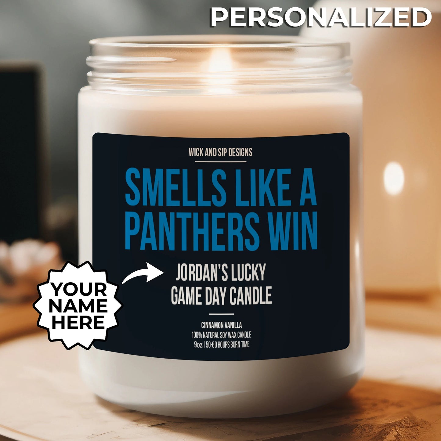 Smells like A Panthers Win | Carolina Panthers My Lucky Game Day Candle | Gift for Football Fan | Gift for Panthers Fan | Man Cave Decor