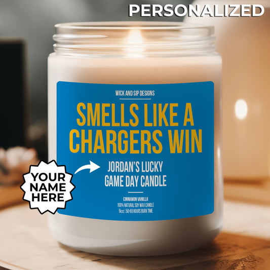 Personalized Smells Like A Chargers Win Candle | San Diego Chargers Candle | Gift for Chargers Fan | Lucky Game Day Candle | Football Fan