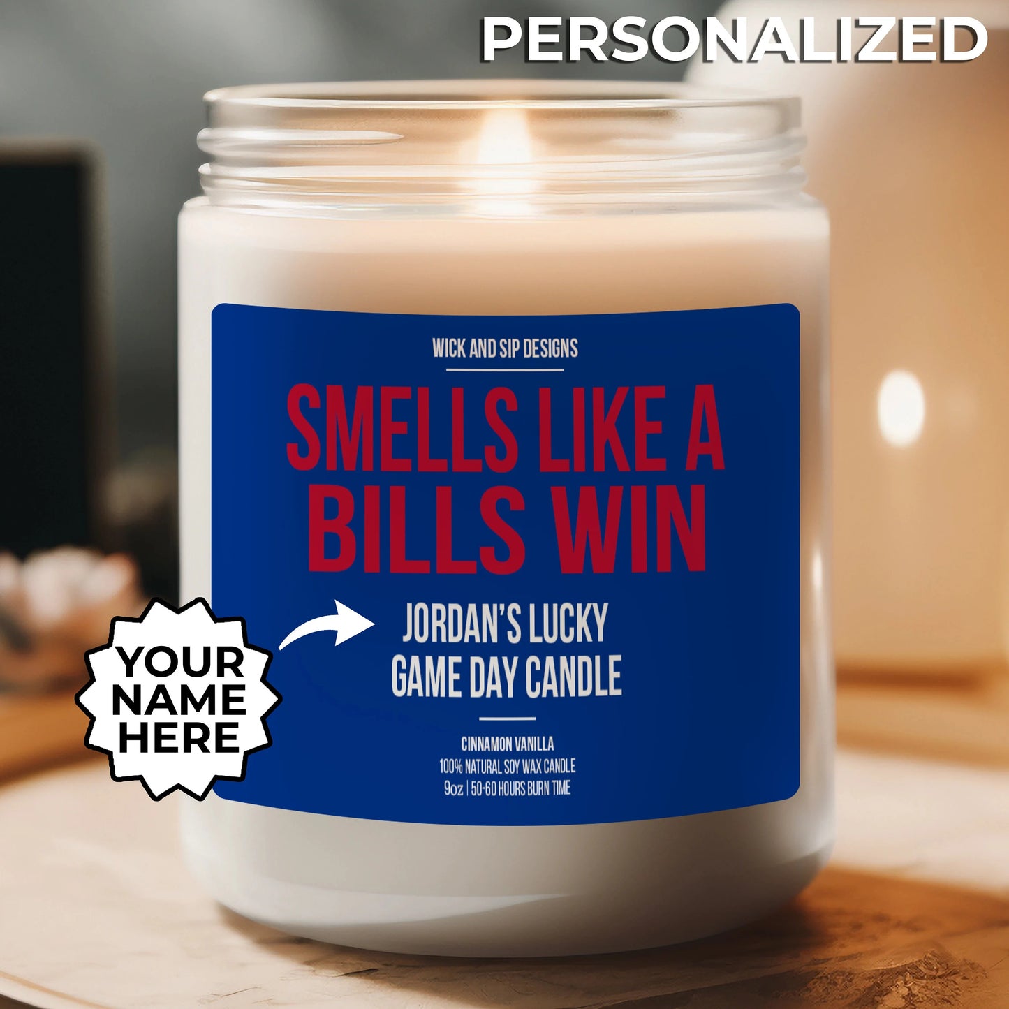 Personalized Smells Like A Bills Win Candle, Custom Buffalo Bills Candle, Gift for Bills Fan, Lucky Game Day Candle, Gift for football fan,