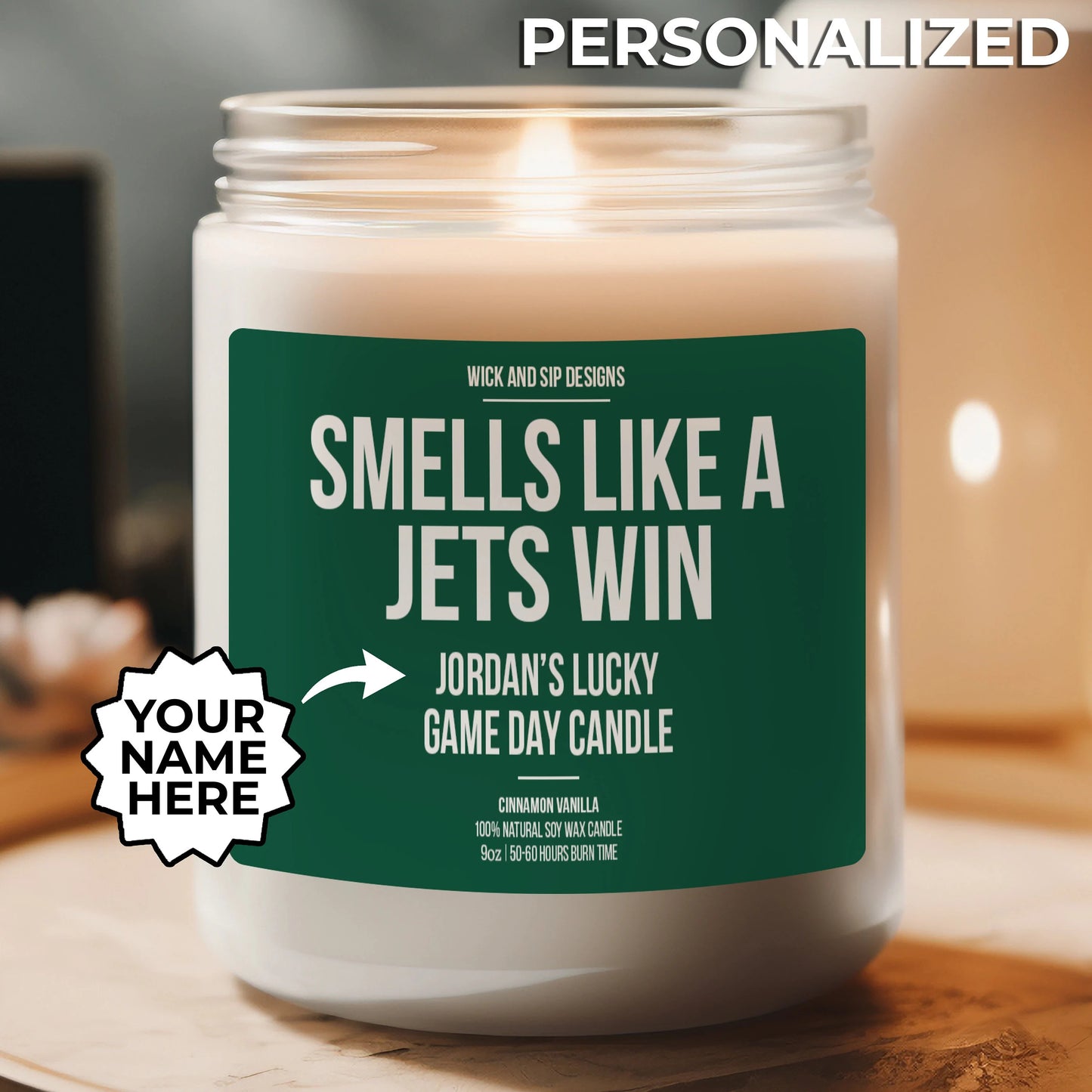 Personalized Smells Like A Jets Win Candle | New York Jets Candle | Gift for Jets Fan | Lucky Game Day Candle | NY Jets Football Fan Merch