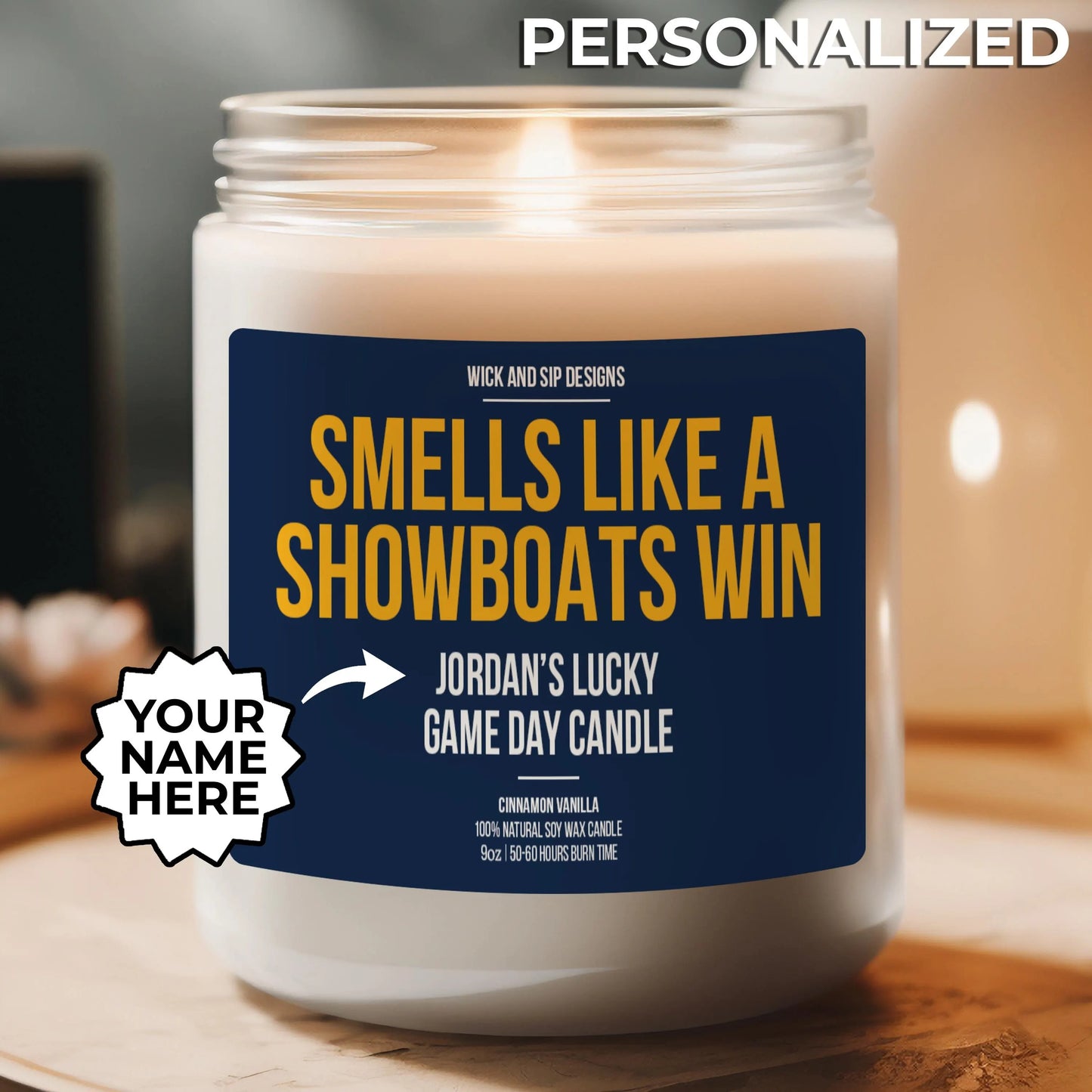 Personalized Smells like A Showboats Win Candle, Custom Memphis Showboats Gift, United Football League, Game Day Candle, Man Cave