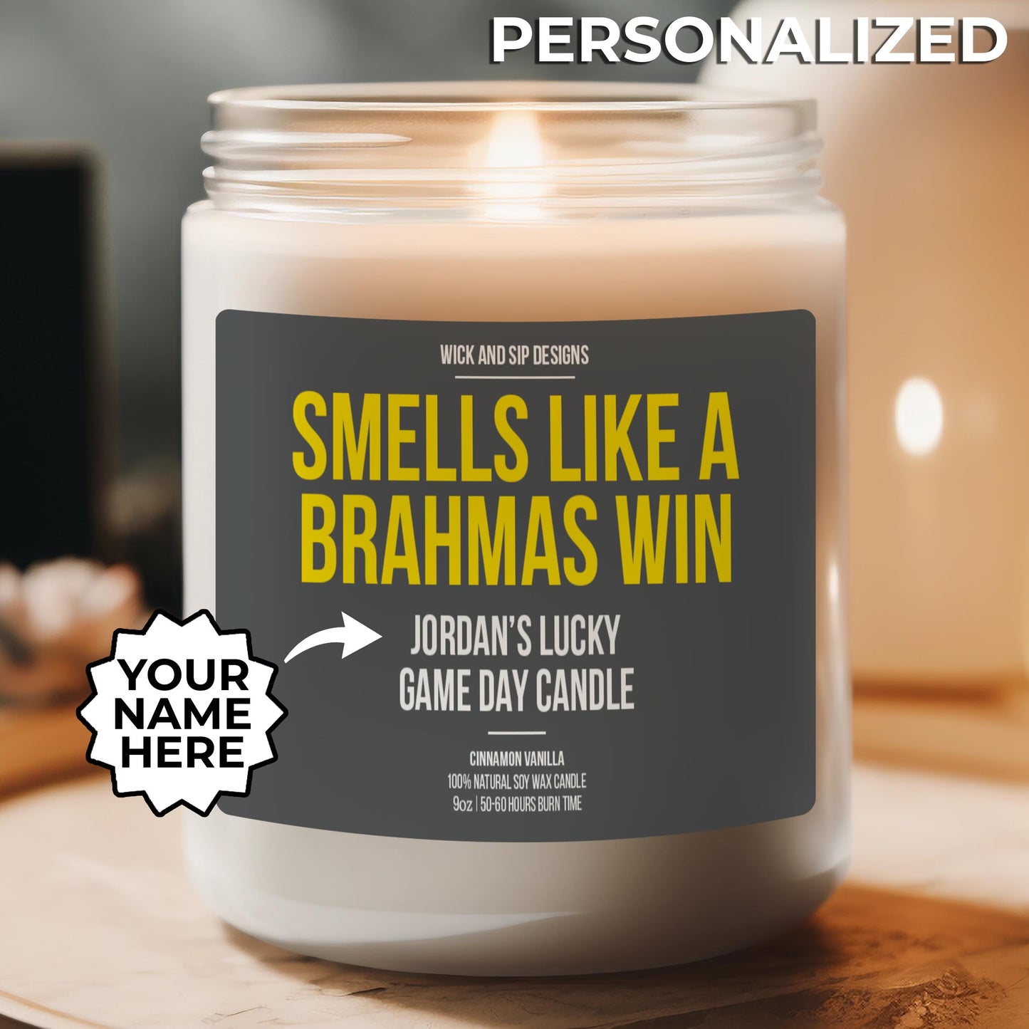 Personalized Smells like A Brahmas Win Candle, Custom San Antonio Brahmas Gift, United Football League, Game Day Candle, Man Cave