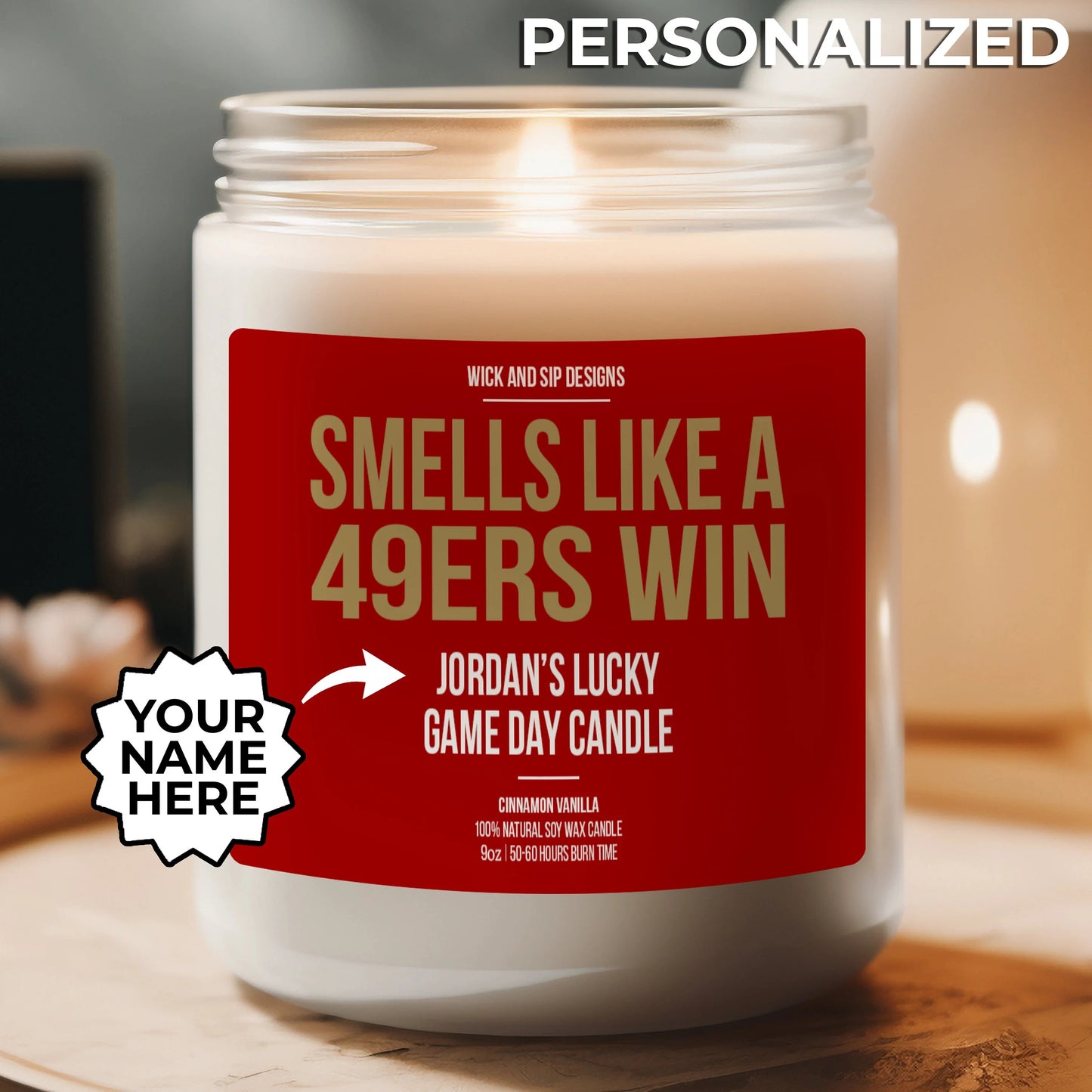 Smells like A 49ers Win | San Francisco 49ers My Lucky Game Day Candle | Gift for Football Fan | Gift for 49ers Fan | Man Cave Decor