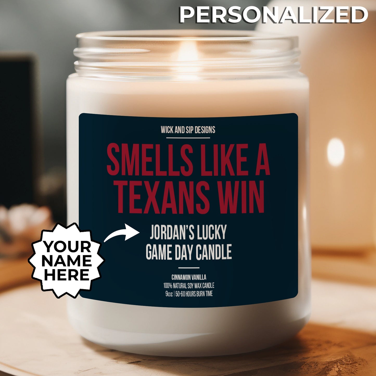 Personalized Smells Like A Texans Win Candle | Houston Texans Candle | Gift for Texans Fan | Lucky Game Day Candle | Football Fan Merch