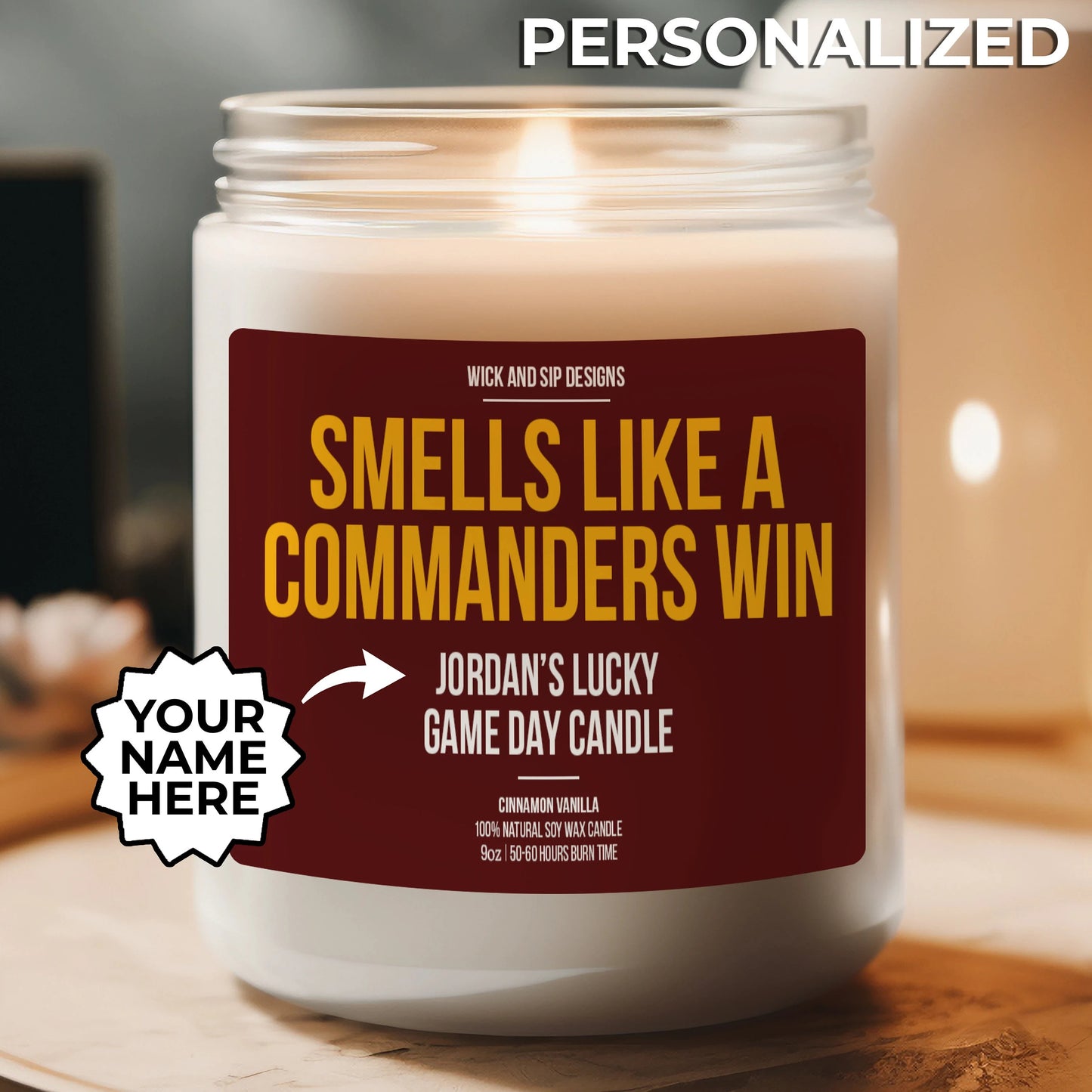 Smells like A Commanders Win | Washington Commanders My Lucky Game Day Candle | Gift for Football Fan | Gift for Commanders Fan | Man Cave