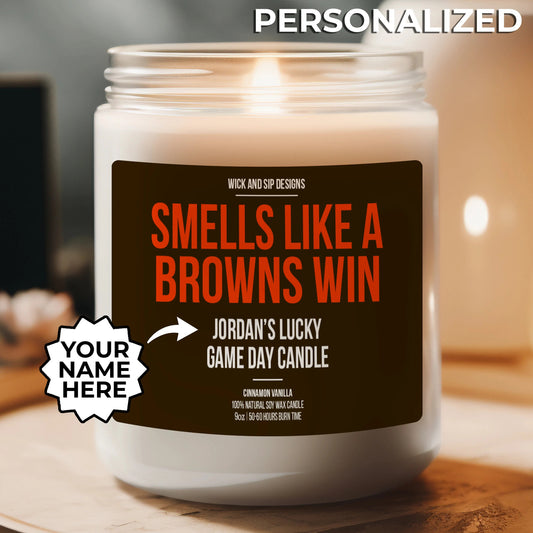 Smells like A Browns Win | Cleveland Browns My Lucky Game Day Candle | Gift for Football Fan | Gift for Browns Fan | Man Cave Decor