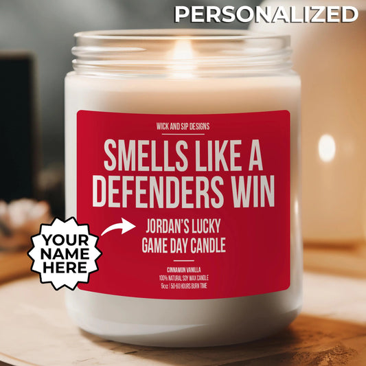 Personalized Smells like A Defenders Win Candle, Custom D.C. Defenders Gift, United Football League, Game Day Candle, Man Cave