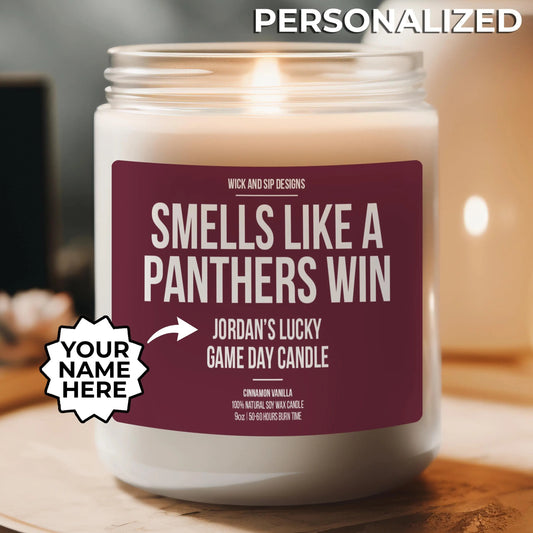 Personalized Smells like A Panthers Win Candle, Custom Michigan Panthers Gift, United Football League, Game Day Candle, Man Cave