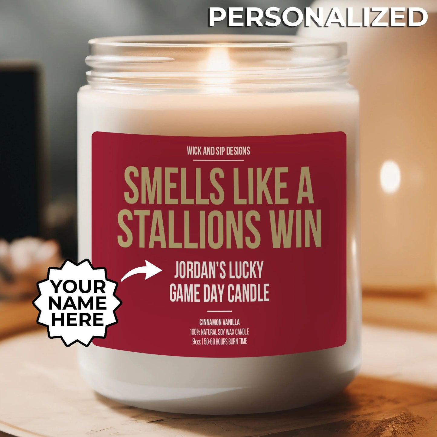 Personalized Smells like A Stallions Win Candle, Custom Birmingham Stallions Gift, United Football League,  Game Day Candle, Man Cave