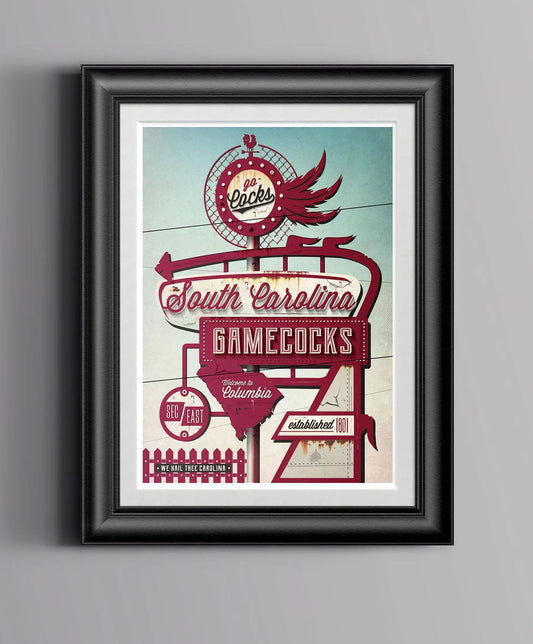 South Carolina Gamecocks College Football Team Vintage Poster/Canvas/Frame