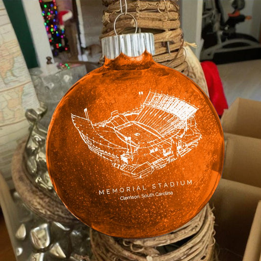 Personalized Memorial Stadium (Clemson) -College Football Christmas Glitter Ornament Ball, Xmas Football Stadium Ball