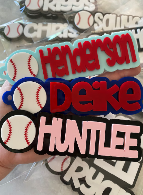 Custom Baseball Name Keychains | Baseball Keychains | Baseball Personalized Keychain | Baseball Bag Tag