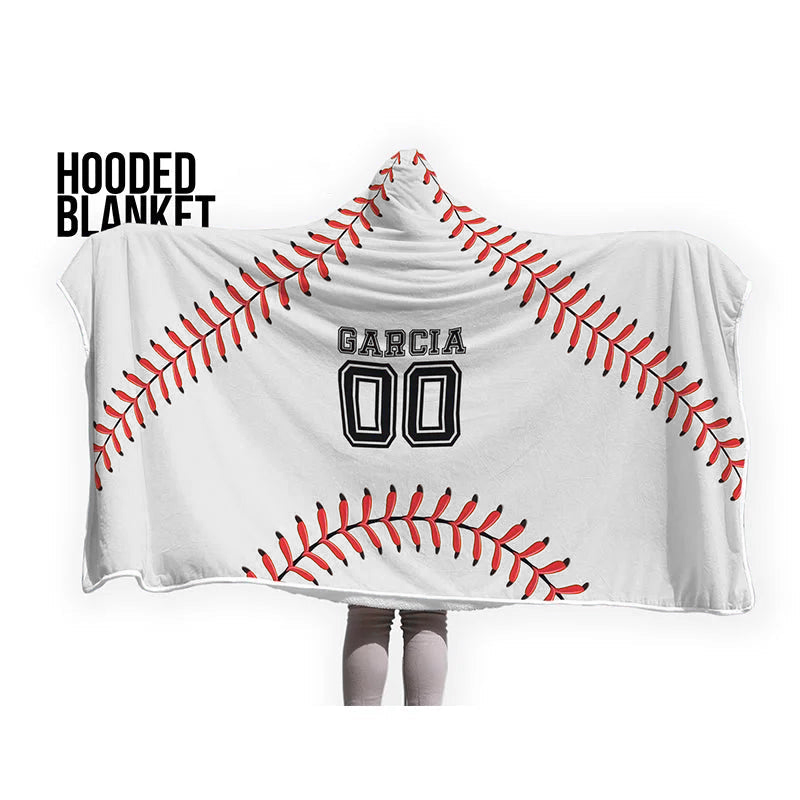 Personalized Baseball Hooded Blanket, Add your name and number