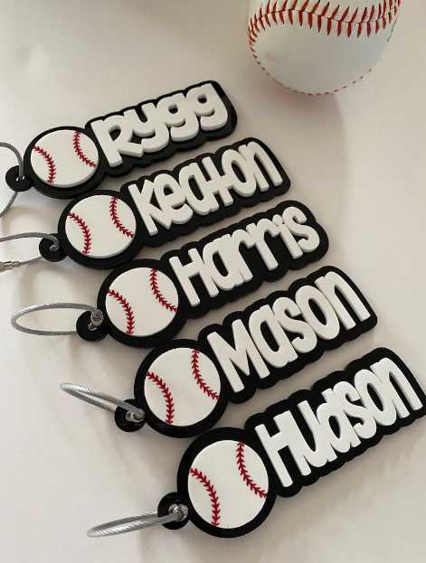 Custom Baseball Name Keychains | Baseball Keychains | Baseball Personalized Keychain | Baseball Bag Tag