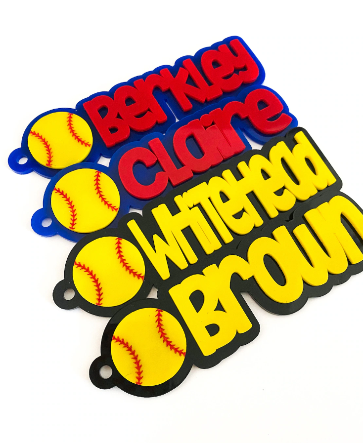 Custom Softball Name Keychains | Softball Keychains | Softball Personalized Keychain | Softball Bag Tag