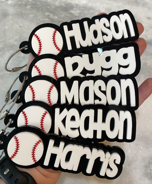 Custom Baseball Name Keychains | Baseball Keychains | Baseball Personalized Keychain | Baseball Bag Tag