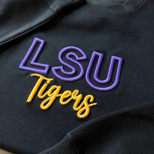 Custom LSU tigers PUFF Embroidery Sweatshirt,Puff Embroidery,College Team Sweatshirt